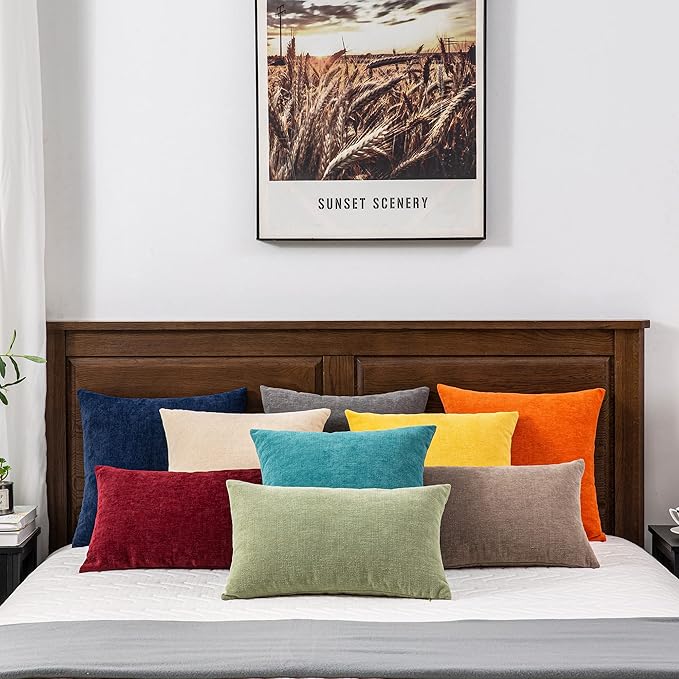 GAWAMAY Decorative Square Throw Pillow Covers 18"x18" Inch Set of 2, Super Soft Chenille Pillows Cover Fall Pillowcase for Living Room Bedroom Sofa Couch Cushion Cover Navy Blue 45x45cm (Only Covers)