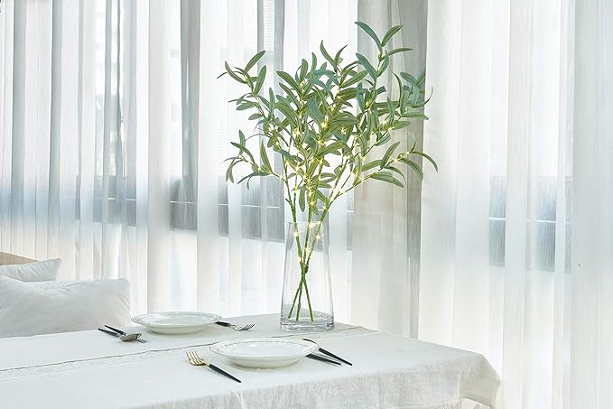 LITBLOOM Lighted Olive Branches 24IN 72 LED with Timer Battery Operated Lit Artificial Greenery for Wedding Party Spring Home Decoration Indoor Outdoor