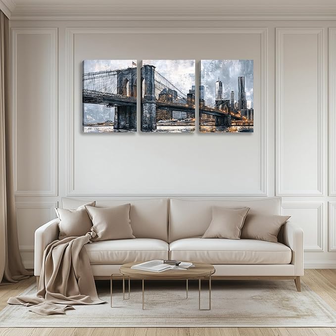 3 Pieces Canvas Wall Art Framed Canvas Paintings Picture Posters Prints Landscape Wall Art Decor for Living room Bedroom Home Office Wall Decor Framed Wall Art (36''W x 16''H)