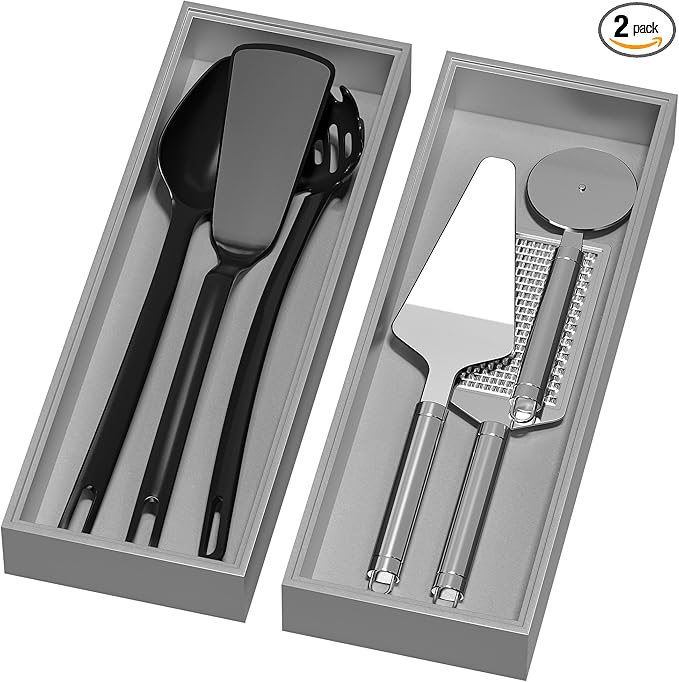 Bamboo Drawer Organizer, Extra Large Silverware Organizer for Kitchen Drawer, Stackable Utensil Organizer, 2 Pcs Toilet Tank Topper Tray, Wooden Toilet Paper Basket (Silver, 17 X 6 X 2 Inch)