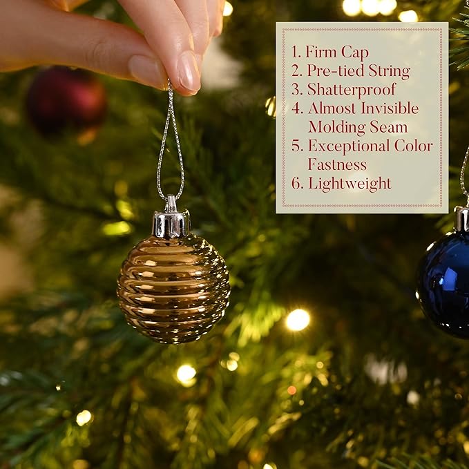 Valery Madelyn 1.57 Inches Small Christmas Tree Decorations Ornament Set for 4th of July Fall Halloween, 24ct Bronze Copper Purple Shatterproof Hanging Ball Ornaments Holiday Party Decor