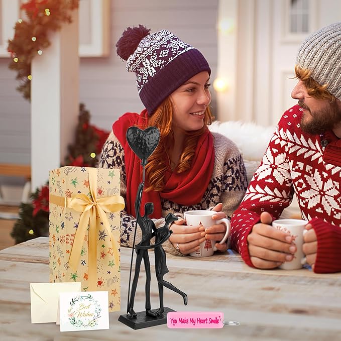 Wedding Gifts for Couples 2025, Romantic Couple Iron Sculpture 12in Handcrafted Passionate Love Metal Statue Decoration, Anniversary for Women Men Her Him Wife Husband Birthday Gifts