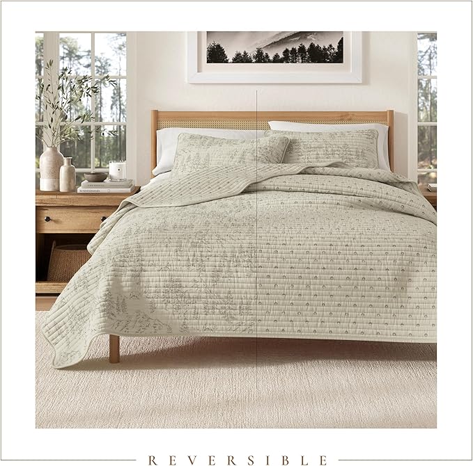 Great Bay Home King Reversible Rustic Lodge Bear Bedspread Quilt with Shams - All Season Cabin Coverlet Bedding Set (Includes 1 Quilt, 2 Pillow Shams)