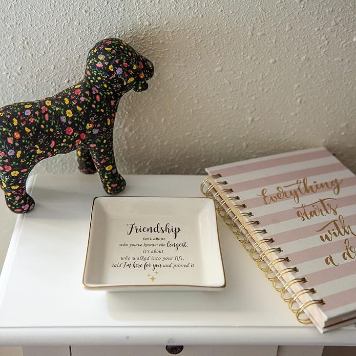 HOME SMILE Ceramic Ring Dish Jewelry Tray for Mom Sister Friends