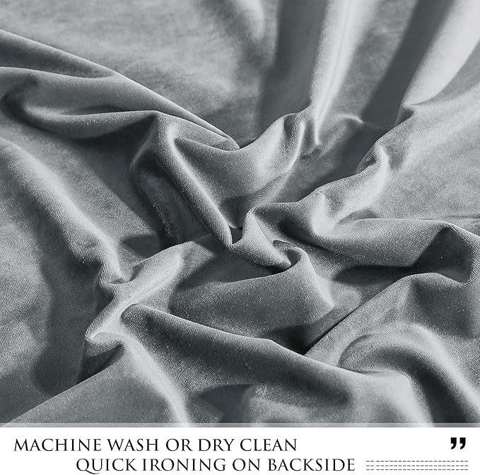 StangH Curtains Velvet Silver Grey - Bedroom Window Curtains 96 inches Long Super Soft Thick Room Darkening Curtain Drapes for Living Room/Kitchen, Light Grey, W52 x L96, 2 Panels