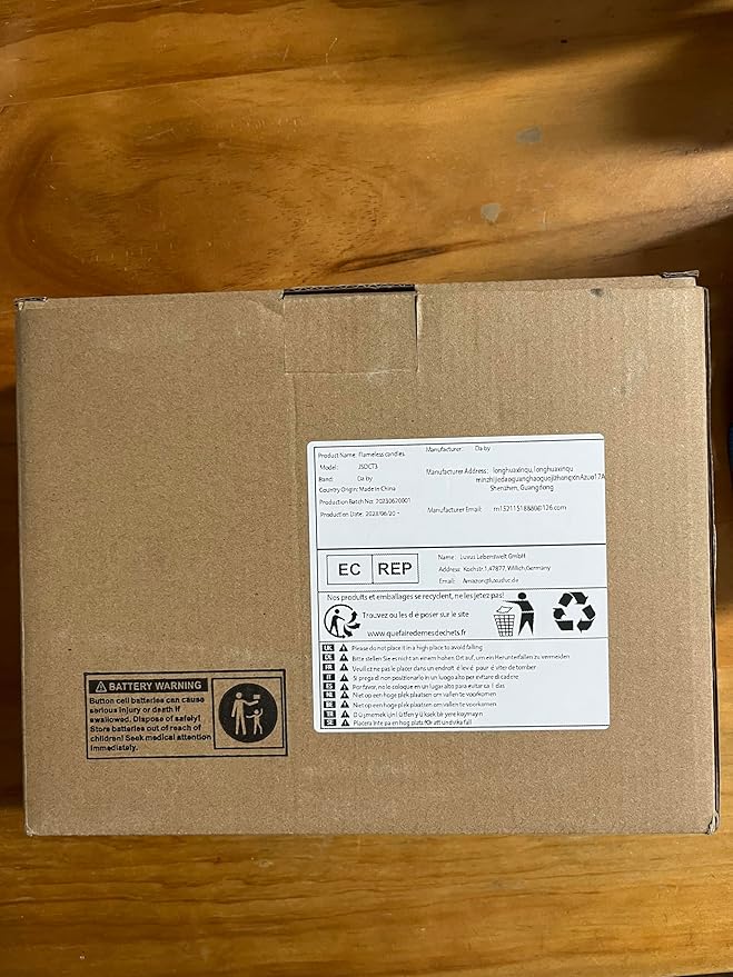 Da by Gold Flameless Candle, Battery-Powered Candle with Recessed String Light, LED Candle with 11-Button Remote, 24-Hour Timer Function, Dancing Flame, Real Wax