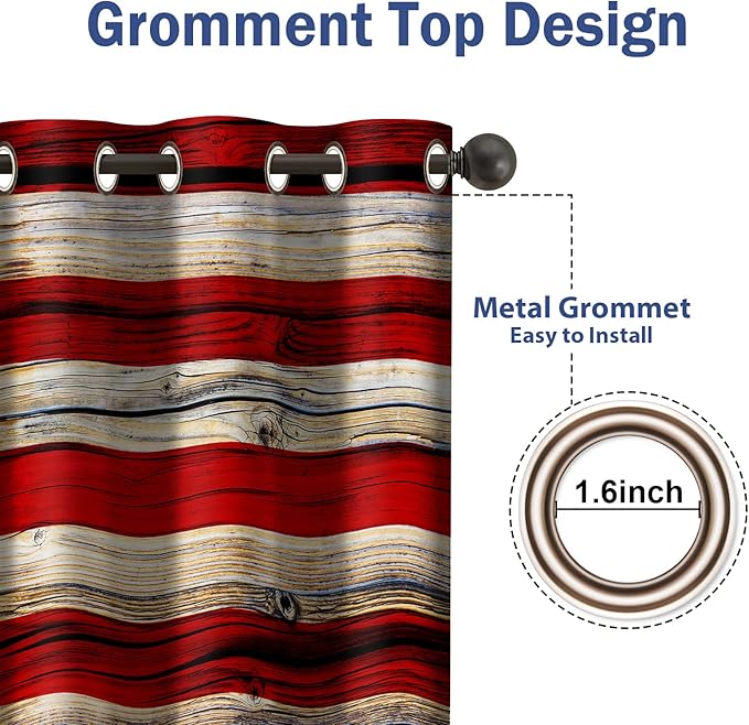 Jekeno American Flag Blackout Curtains United States Flag Independence Day Patriotic Decor for Home Bedroom Living Room Grommet Window Drapes 2 Panel Set, 52"x84"