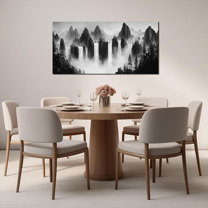 Mountain Pictures Wall Art for Bedroom Black and White Wall Decor for Living Room Waterfalls Wall Decor for Office 20 x 40 Inches