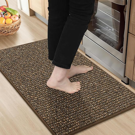BEQHAUSE Kitchen Rugs 20"x32", Non-Slip Kitchen Mats for Floor, Super Absorbent and Stain Resistant Kitchen Rugs, Machine Washable Rugs for Kitchen, Hallway, Laundry & Sink, Brown