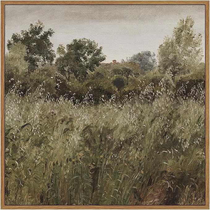 InSimSea Square Framed Canvas Wall Art, Vintage Farmhouse Natural Field Wall Art Prints, Desk Decor, Classical Oil Paintings Home Decor for Bedroom Living Room, Kitchen, Office 12"x12"