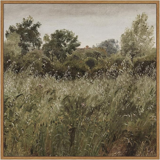 InSimSea Square Framed Canvas Wall Art, Vintage Farmhouse Natural Field Wall Art Prints, Desk Decor, Classical Oil Paintings Home Decor for Bedroom Living Room, Kitchen, Office 12"x12"