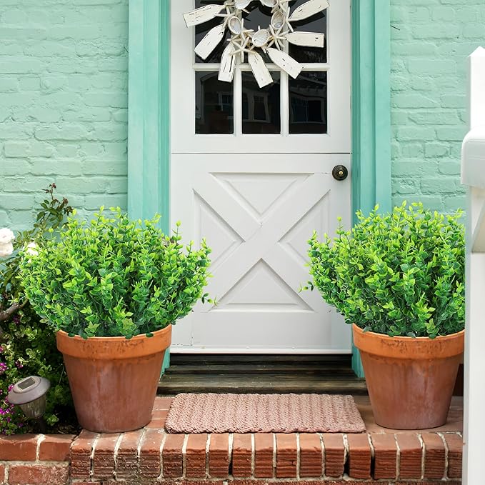 AGIRL 24 Bundles Fake Plants Greenery Stems,Artificial Plants for Outdoor,No Fade Faux Plastic Plants for Hanging Indoor,St Patricks Day Decoration Garden Porch Window Box Home Wedding Farmhouse