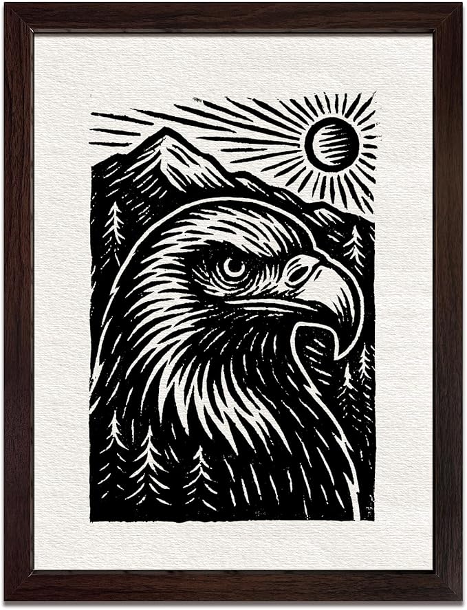 Caelumis Vintage Wall Art Decor Prints Black And White Pictures Posters For Farmhouse Living Bedroom Bathroom Room kitchen Handmade Unframed (Eagle 12x16in)