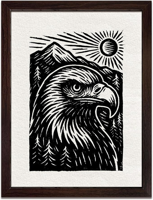Caelumis Vintage Wall Art Decor Prints Black And White Pictures Posters For Farmhouse Living Bedroom Bathroom Room kitchen Handmade Unframed (Eagle 12x16in)