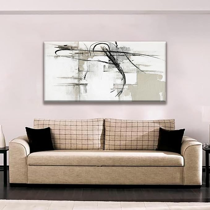 Tsomzxng Abstract Wall Art Modern Wall Decorations Maximalist Canvas Wall Art Decor Prints Black Line Artwork For Living Room Wall Bedroom Kitchen Office Artwork Ready To Hang 24"×48"