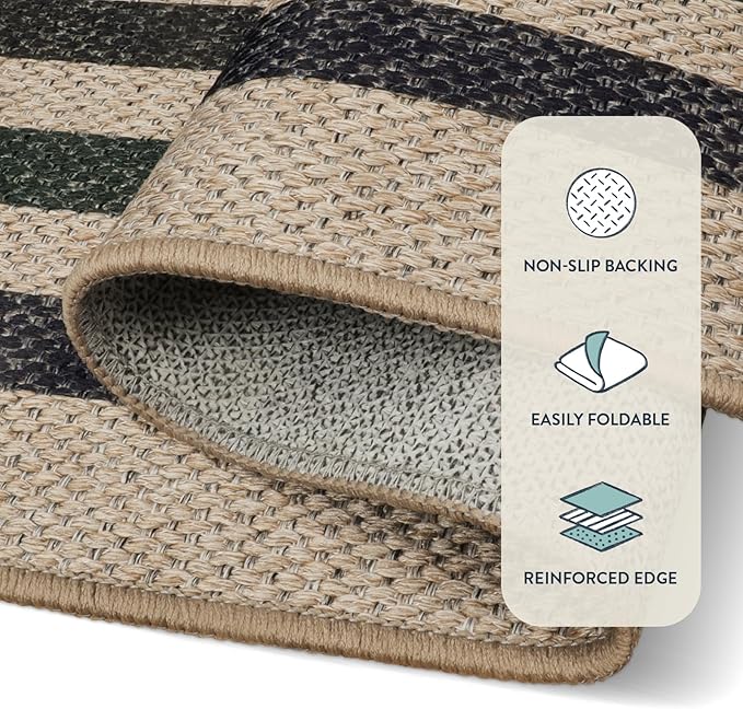 Lahome Modern Geometric Easy Jute Rug, 4x6 Washable Indoor Outdoor Carpet for Patio Living Room Farmhouse Natural Area Rug, Non Slip Contemporary Throw Mat for Entryway Office Dining Room