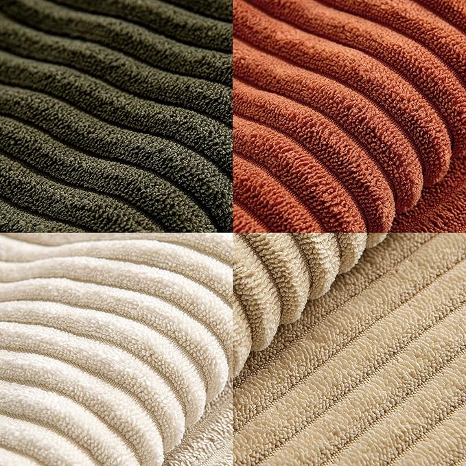 MIULEE Fall Rust-Olive Green Throw Pillow Covers 16x16 Inch 4 Packs Soft Boho Color-Clash Farmhouse Pillow Cases Accent Modern Cushion Cases for Couch Sofa Bed Corduroy Patchwork Home Decor