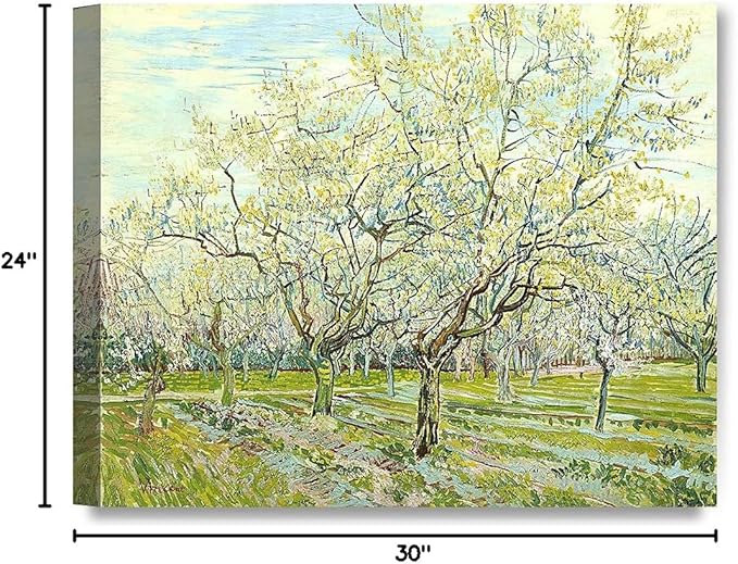 DECORARTS - The White Orchard, Vincent Van Gogh Art Reproduction. Giclee Canvas Prints Wall Art for Home Decor 30x24