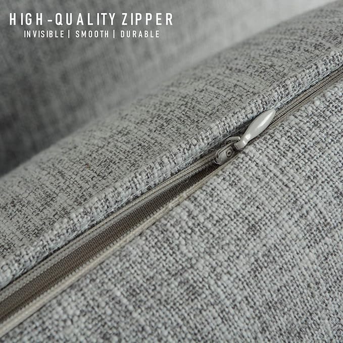 HPUK Linen Throw Pillow Covers Pack of 2, 18x18 Inch Accent Cushion Covers for Living Room, Bedroom, Decorative Solid Color Pillow Covers for Couch, Sofa, Chair, Grey