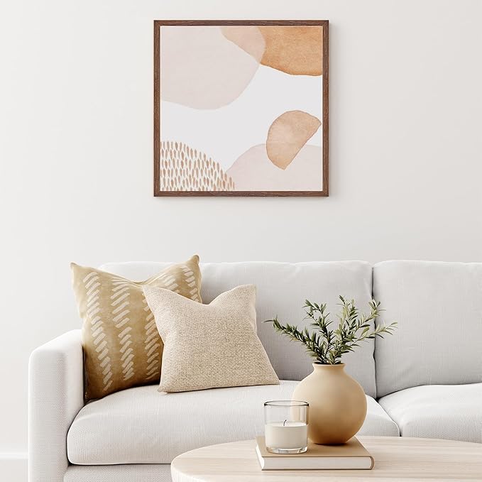 16x16 Picture Frames for Wall, Square Picture Frame 16 x 16 - Solid Oak Wood, Tempered Glass, 16x16 Frame Matted to 12x12, 16"x16" Wood Photo Frames - Walnut Color, 1 Pack