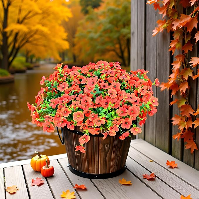LADADA 6 Bundles Autumn Artificial Flowers for Outdoor Indoor Garden Home Decoration, Indoor Outdoor for Thanksgiving Christmas Wedding Party Home Garden Fireplace Décor