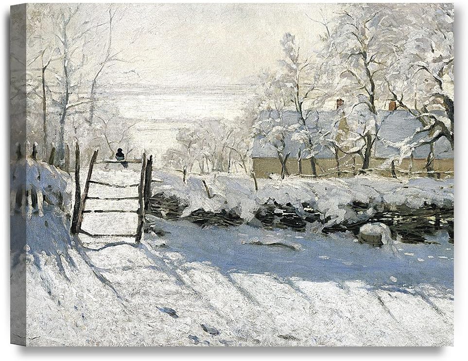 DECORARTS - The Magpie, Claude Monet Art Reproduction. Giclee Canvas Prints Wall Art for Home Decor 20x16