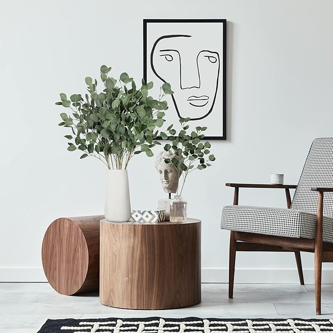 Sggvecsy 6 Pcs Eucalyptus Leaves Artificial Eucalyptus Stems Long Silver Dollar Leaves Faux Leaf Branches Fake Silk Eucalyptus for Spring Summer Home Festival Thanksgiving Christmas Decor (Green)