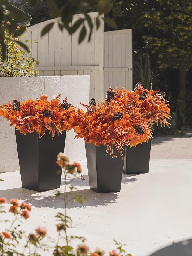 13pcs Outdoor Artificial Maple Leaf Pumpkin Branch with Berry and Maple Leave for Indoor Outside Hanging Plants Garden Porch Window Box Home Wedding Farmhouse Décor