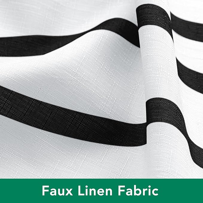 Biscaynebay Textured Fabric Shower Curtain 72 Inches by 72 Inches, Black Printed Striped Linen Modern Hotel Luxury Quality Cloth Bathroom Curtains Machine Washable