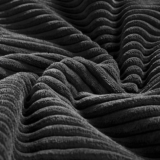 Fancy Homi 4 Packs Black Decorative Throw Pillow Covers 18x18 Inch for Living Room Couch Bed Sofa, Rustic Farmhouse Boho Home Decor, Soft Cross Corduroy Patchwork Textured Square Cushion Case 45x45 cm