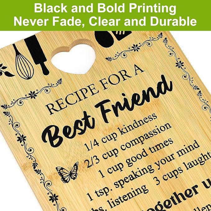 Friend Kitchen Gift Bamboo Cutting Board Decorative Unique Birthday Present Xmas Charcuterie Boards for Friends Christmas Wooden Cheese Board Thanksgiving Friendship Gifts Chopping Board