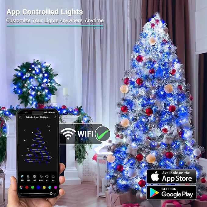 Brizled Smart Color Changing Christmas Lights - 65ft 198 LED WiFi String Lights, App Control, Dimmable, RGB, Work with Alexa & Google Home, Indoor/Outdoor Party Decor