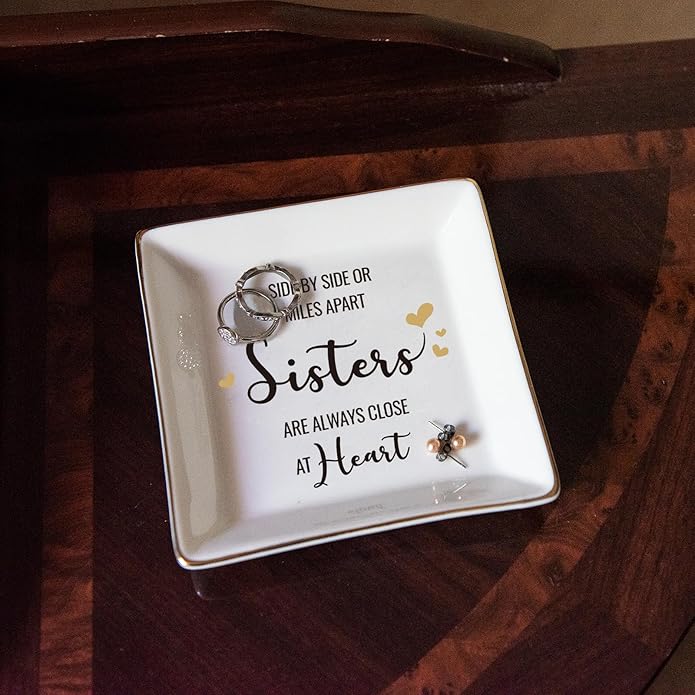 HOME SMILE Ceramic Ring Dish Jewelry Tray for Mom Sister Friends