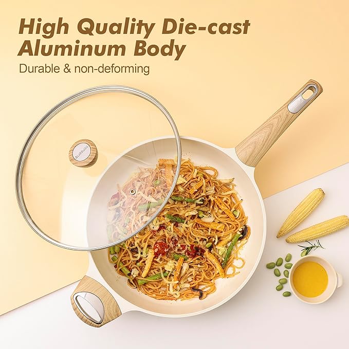 SENSARTE Ceramic Cookware Set, Pots and Pans Set Non stick, 14-Piece Induction Cookware, Non toxic Healthy Non Stick Kitchen Cooking Set, with Frying Pans Set, PFAS PTFE PFOA PFOS Free