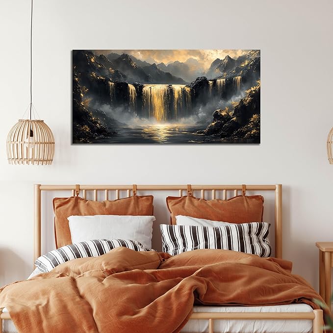 Waterfall Canvas Wall Art for Living Room - Mountain Art Wall Decor for Office - Modern Wall Art for Bedroom Size 20" x 40"