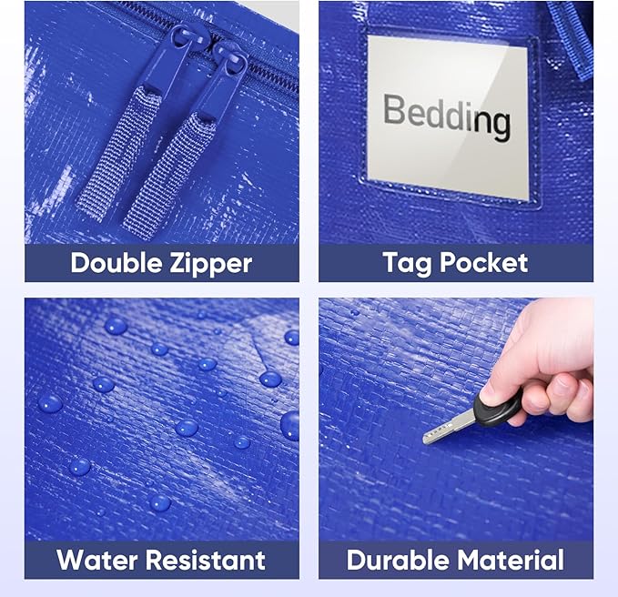 TICONN 6 Pack Extra Large Moving Bags with Zippers & Carrying Handles, Heavy-Duty Storage Tote Moving Boxes for Space Saving