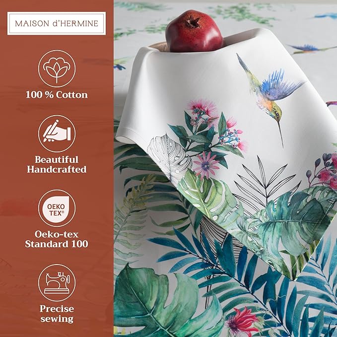 Maison d' Hermine Cloth Napkins Set of 4 100% Cotton Everyday Reusable Square Napkins Cloth Washable, Dinner, Party, Wedding, Restaurant, Spring/Summer (Tropiques, 20" x 20")