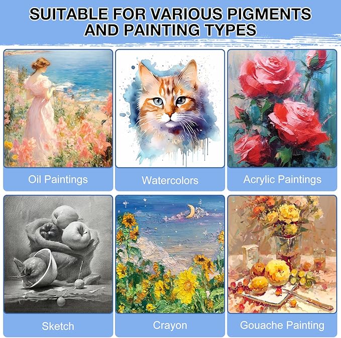 ESRICH 12 Pack Stretched Canvas for Painting, 4x4, 5x7, 8x10, 10x12, 12x16(2 of Each) Canvas and Round Canvas with 8x8, 12x12(1 of Each), Blank Canvases Primed Paint Canvas for Beginners, Artists.