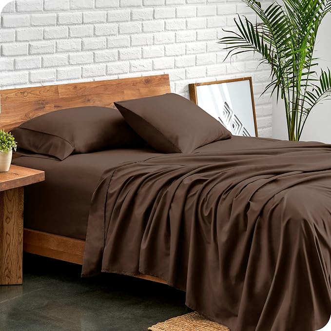 Bare Home Full Sheet Set - Luxury 1800 Ultra-Soft Microfiber Full Bed Sheets - Double Brushed - Deep Pockets - Easy Fit - 4 Piece Set - Bedding Sheets & Pillowcases (Full, Cocoa)