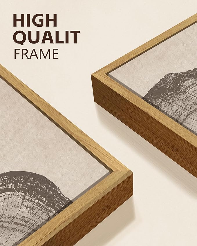 KUVIOKE Boho Vintage Antique Tree Wall Art Framed Neutral Retro Tree Rings Wood Prints Rustic Nature Illustrations Bedroom Living Room 11x14in (Natural Framed)