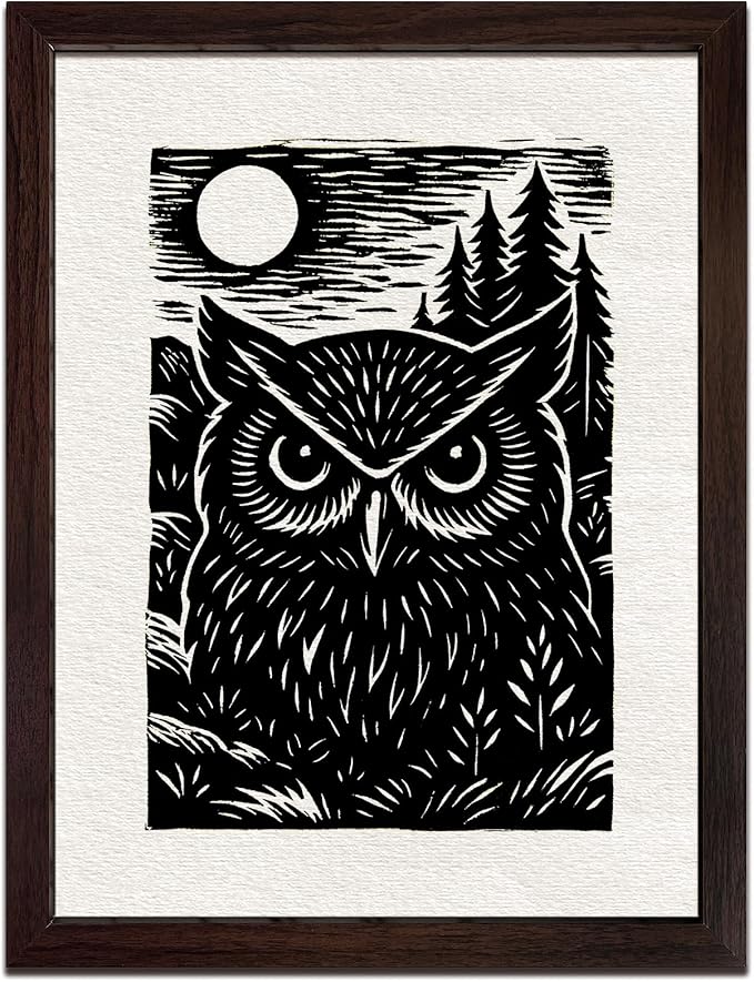 Caelumis Vintage Wall Art Decor Prints Black And White Pictures Posters For Farmhouse Living Bedroom Bathroom Room kitchen Handmade Unframed (Owl 12x16in)