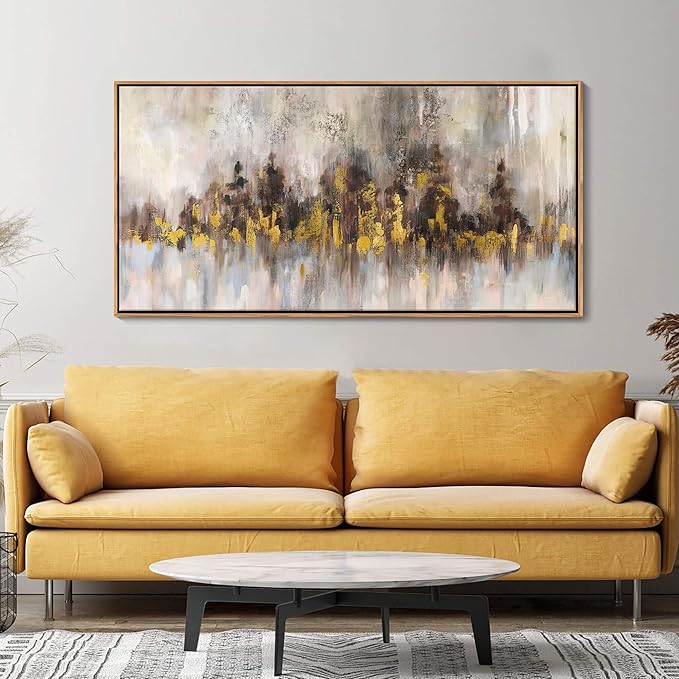 YDYSUNE Gold Abstract Wall Decor - Brown Canvas Wall Art for Living Room- Large Modern Artwork - Oil Painting Pictures for Bedroom Kitchen Home Office