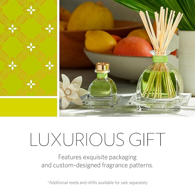 AGRARIA Lemon Verbena Scented PetiteEssence Diffuser, 1.7 Ounces with Reeds and a Flower