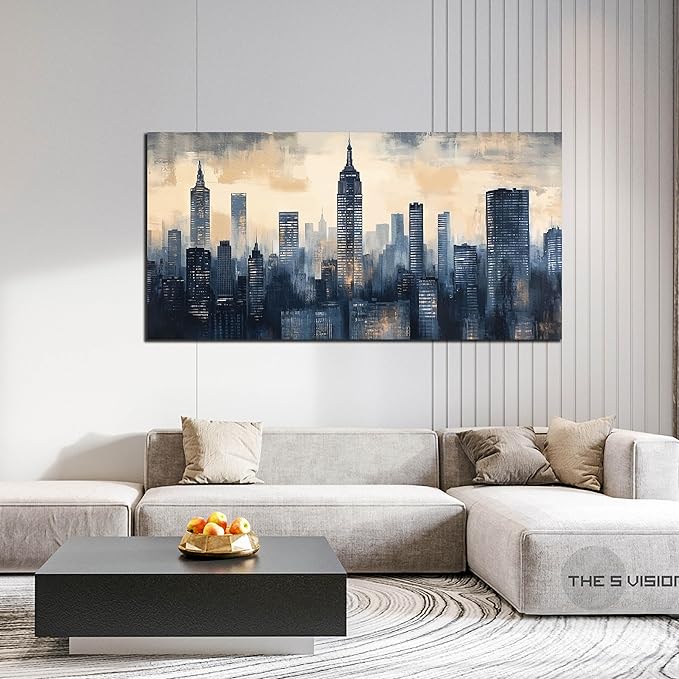 New York Art Wall Decor - Modern Canvas Wall Art Living Room - Large City Wall Art for Bedroom Size 29" x 59"