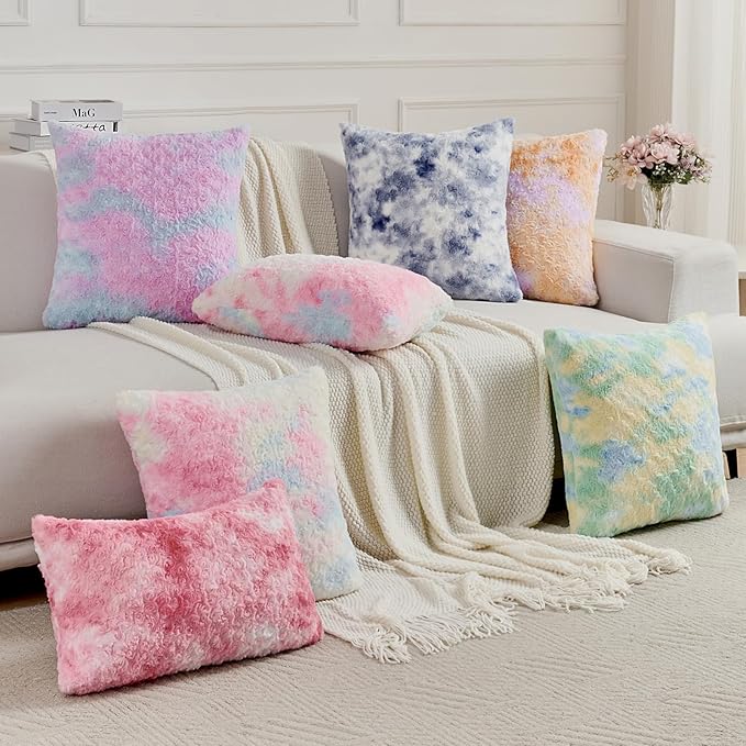 FUTEI Yellow Decorative Throw Pillow Covers 12x20 Inch Set of 2,Soft Cozy Colorful Rose Swirl Texture Pillowcase,Modern Home Decor for Couch Sofa Bed Living Room