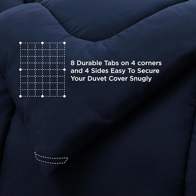 Bedsure Comforter Duvet Insert - Quilted Comforters Twin XL Size, All Season Duvet, GentleSoft Down Alternative Bedding, with 8 Tabs, Gifts for Women/Men, Navy Blue, Twin XL 92 x 68 Inches