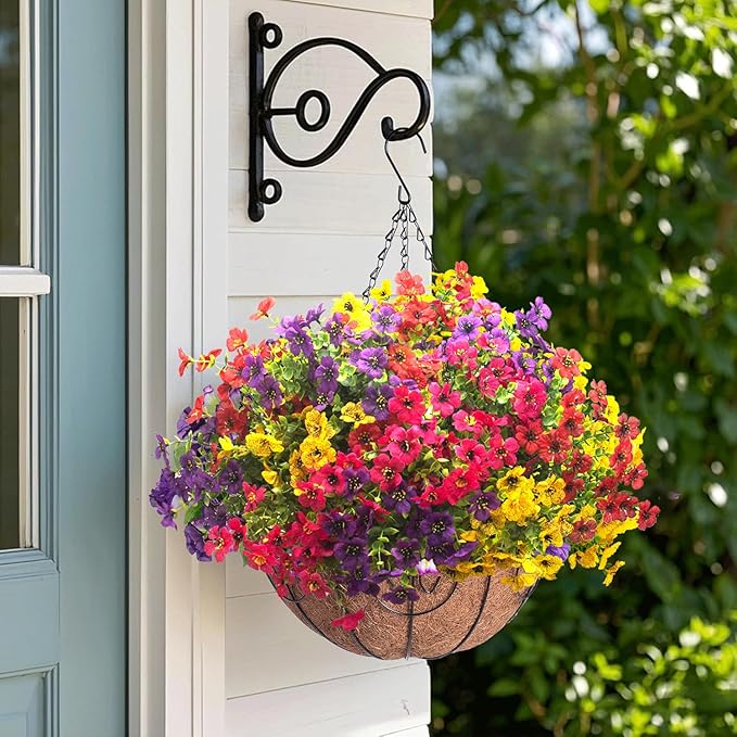 16 Packs Artificial Flowers - Fake Plastic Plants Faux Eucalyptus & Boxwood Greenery | Indoor Outdoor Home Garden Patio Porch Decoration(Mixed Color)