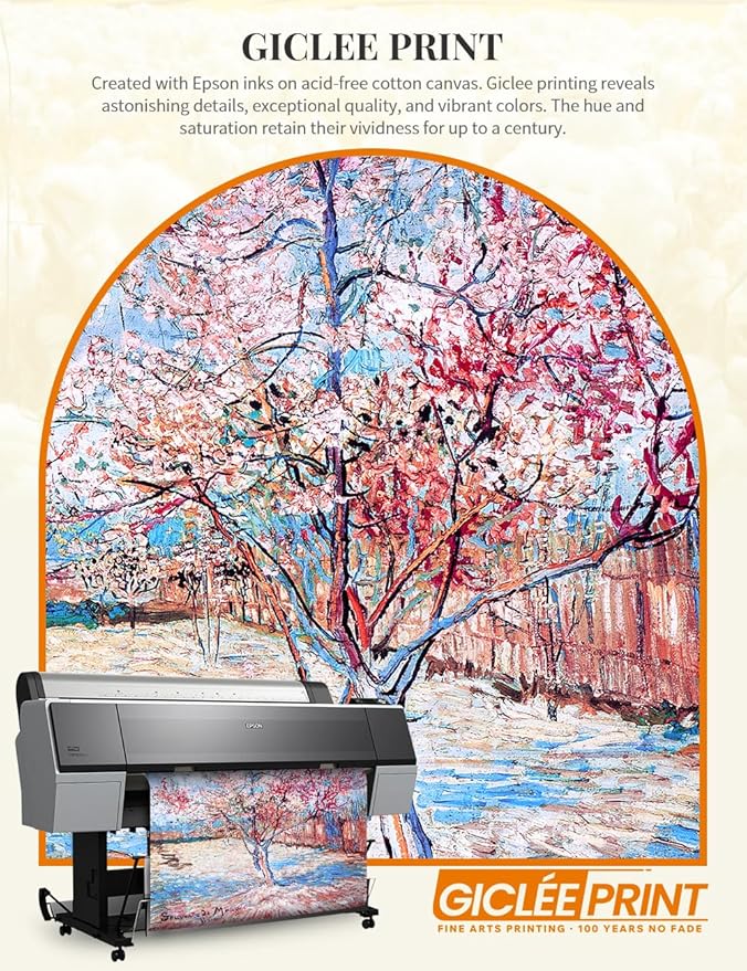 DECORARTS - Reminiscence of Mauve - Vincent Van Gogh Giclee Prints w/Antique Brown Frame for Wall Decor. Picture Size: 16x20, Total Size w/Frame: 19x23