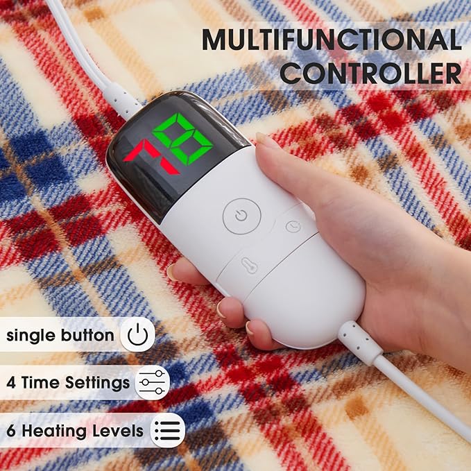 Heated Blanket Electric, Twin Size 62X84, Heating Blanket with 10 Heating Levels & 8 Hours Auto Off, Checkered Plaid Sherpa Blankets Warmer for Adults, Fast Heating and Washable, ETL & FCC, in Brown