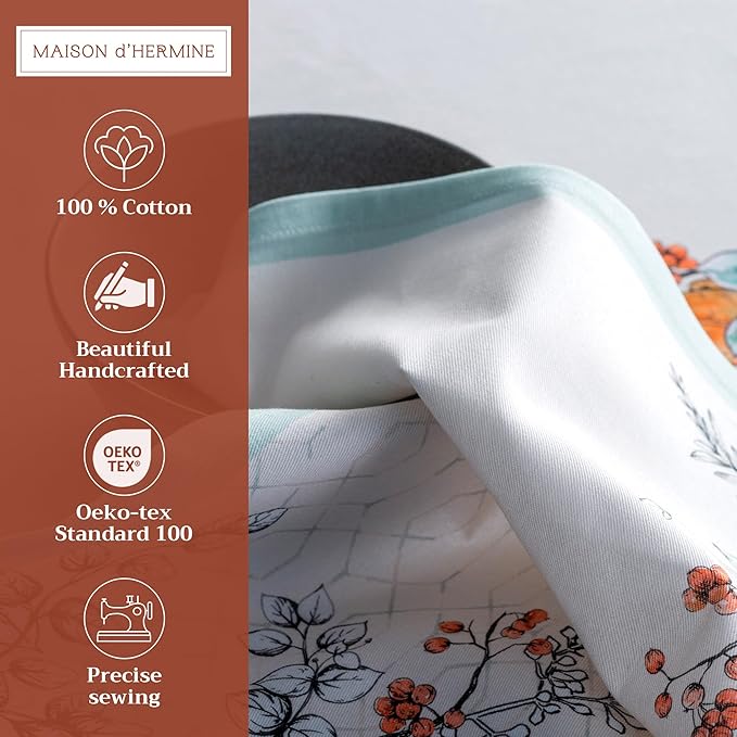 Maison d' Hermine Cloth Napkins Set of 4 100% Cotton Everyday Reusable Square Napkins Cloth Washable, Dinner, Party, Wedding, Restaurant (Whitish Shabby Chique, 20" x 20")